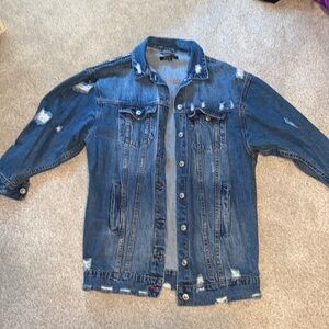 Distressed Oversized Denim Jean Jacket